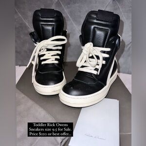 Rick Owens Black and White Kids Sneakers